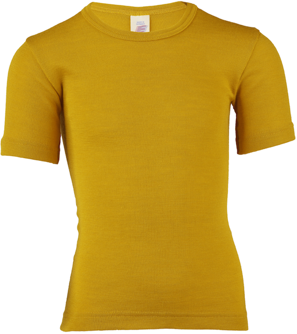 Camiseta-polera lana Merino y Seda, saffron