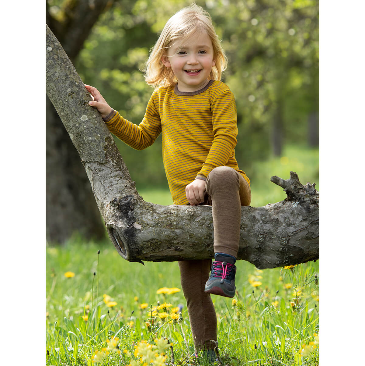 Children's leggings Merino Wool + Silk, walnut, Engel